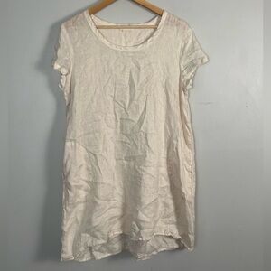 CP SHADES cream linen short sleeve tunic top size large